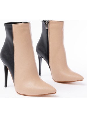 Zerenyus ZRİN-216 Premium Nut Siyah Yüksek İnce Topuklu Fermuarlı Kadın Bot