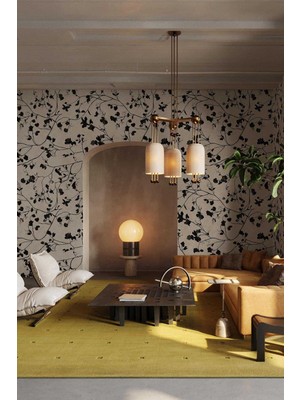 Arkhearts Noirevine – Siyah Botanik Çiçek Desenli Kendinden Yapışkanlı Duvar Kağıdı