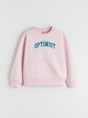 Lc Waikiki Yeni Sezon Bisiklet Yaka Baskılı Kız Çocuk Sweatshirt