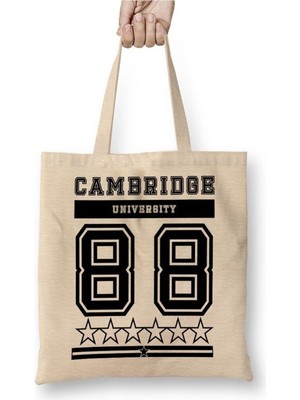 Toyaso Cambridge Beyaz Bez Çanta Uzun Saplı Alışveriş Çantası Plaj Çantası