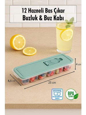 İntora 12 Hazneli Bas Çıkar Buzluk & Buz Kabı Beyaz