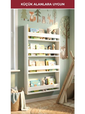 Pikas Çocuk Odası, Mutfak 4 Raflı Çok Amaçlı Raf, Kitaplık