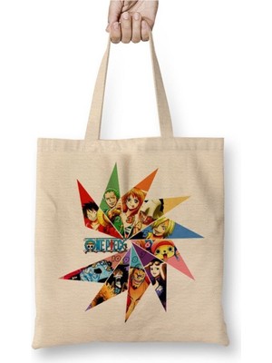 Toyaso One Piece Beyaz Bez Çanta Uzun Saplı Alışveriş Çantası Plaj Çantası