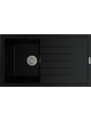 POLEX Cristalüx Granit Evye P-03 Siyah Tezgah Altı Ve Tezgah Üstü Mutfak Evyesi 85x49,5cm