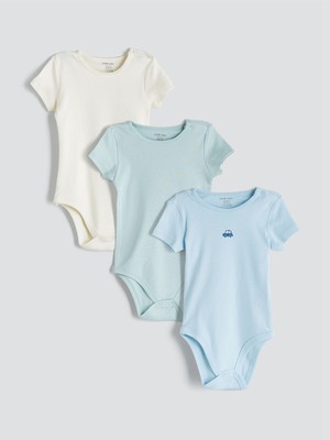 Lc Waikiki Yeni Sezon Bisiklet Yaka Erkek Bebek Çıtçıtlı Bodysuit 3'lü