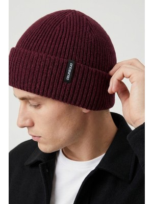Allunique Unisex Bordo Yün Kaşmir Karışımlı Bere