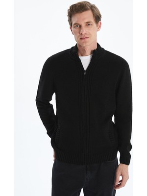 Lc Waikiki Yeni Sezon Büyük Beden Standart Kalıp Dik Yaka Erkek Triko Hırka