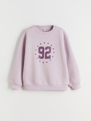 Lc Waikiki Yeni Sezon Bisiklet Yaka Baskılı Kız Çocuk Kalın Sweatshirt