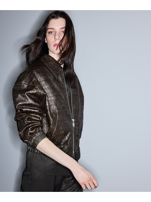 İpekyol Dokulu deri görünümlü mont IS1260012004022