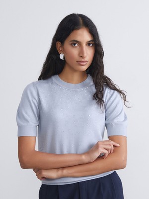 Lc Waikiki Yeni Sezon Bisiklet Yaka Taşlı Kadın Triko Kazak