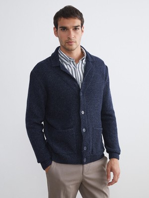 Lc Waikiki Yeni Sezon Standart Kalıp Ceket Yaka Erkek Triko Hırka