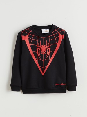Lc Waikiki Yeni Sezon Bisiklet Yaka Spider-Man Baskılı Erkek Çocuk Sweatshirt