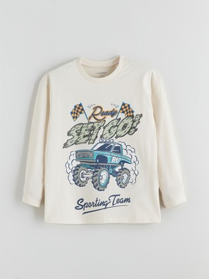 Lc Waikiki Yeni Sezon Bisiklet Yaka Baskılı Erkek Çocuk Tişört