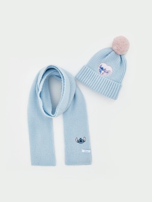 Lc Waikiki Yeni Sezon Lilo ve Stitch Nakışlı Kız Çocuk Atkı ve Bere