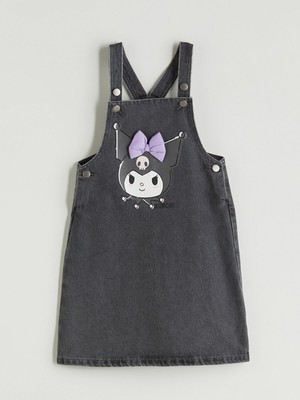 Lc Waikiki Yeni Sezon Kare Yaka Kuromi Baskılı Kız Çocuk Jean Elbise