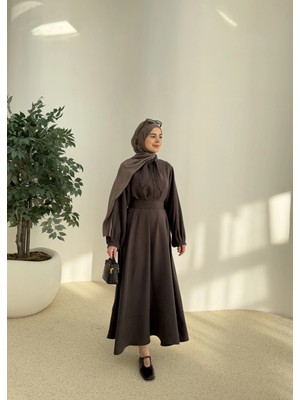 Moda Aksa 2348 Flr Detay Elbise Acı Kahve