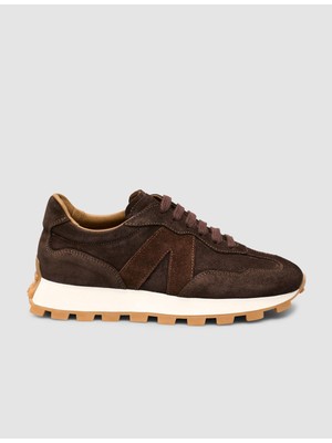 Cabani %100 Hakiki Süet Deri Kahverengi Bağıcıklı Kadın Sneaker Ayakkabı