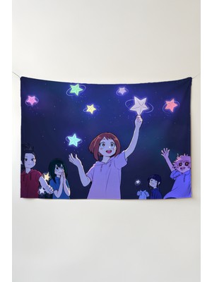 Charmbi My Hero Akademia Duvar Örtüsü – Çok Renkli Anime Temalı Kumaş Oda Dekoru Tapestry