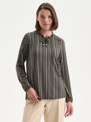 Lc Waikiki Yeni Sezon Bağlamalı Yaka Desenli Bluz