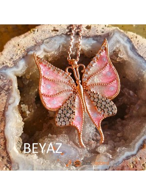 Pigado 925 Ayar Gümüş Mineli Kelebek Kolye + Isme Özel Notlu Kutu