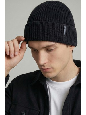 Allunique Unisex Siyah Yün Kaşmir Karışımlı Bere