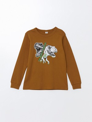 Lc Waikiki Yeni Sezon Bisiklet Yaka Baskılı Uzun Kollu Erkek Çocuk Tişört