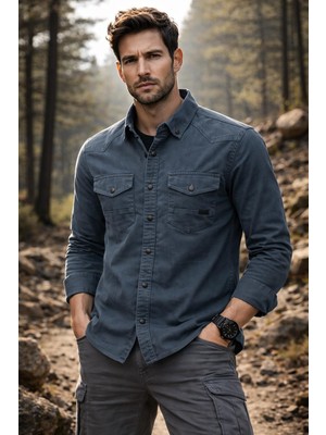 Classics Men Yxc Uzun Kol Slim Fit Erkek Kot Gömlek - 7467