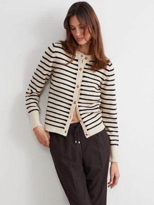 Lc Waikiki Yeni Sezon Bisiklet Yaka Çizgili Kadın Triko Hırka