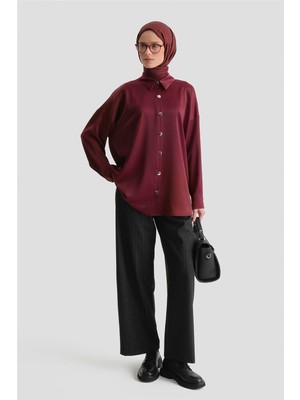 Armine Saten Tunik Bordo