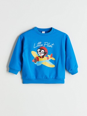Lc Waikiki Yeni Sezon Bisiklet Yaka Baskılı Erkek Çocuk Sweatshirt