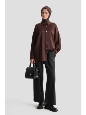 Armine Saten Tunik Acı Kahve