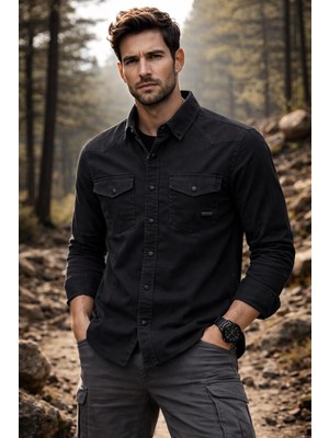 Classics Men Yxc Uzun Kol Slim Fit Erkek Kot Gömlek - 7467