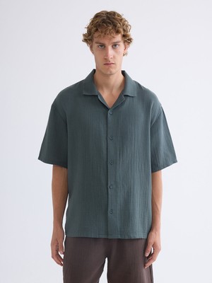 Lc Waikiki Yeni Sezon Rahat Kalıp Resort Yaka Kısa Kollu Müslin Erkek Gömlek