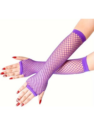 İlkyaz Fashion Retro Mor File Parmaksız Eldiven 26 cm ILKYZ-KRGRS34