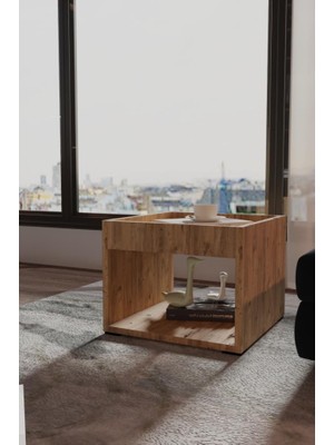 Kzy Mobilya Line 40*40 Sehpa Orta Sehpa Atlantik Çam