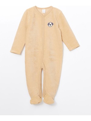 Lc Waikiki Yeni Sezon V Yaka Kadife Nakışlı Erkek Bebek Tulum