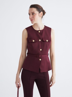 Lc Waikiki Yeni Sezon Bisiklet Yaka Beli Kemerli Kadın Yelek