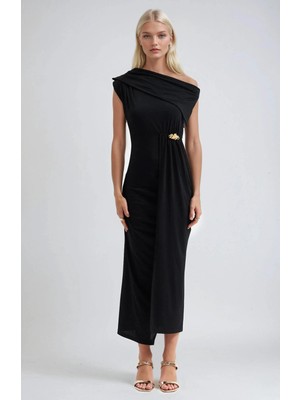 Lijuri Bel Aksesuarlı Drapeli Elbise  2959