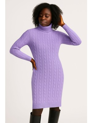 Deep Beach Saç Örgü Detaylı Triko Elbise