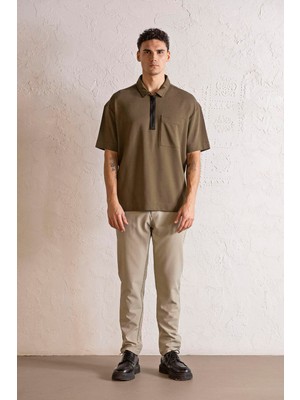 gmg firenze Polo Yaka Patı Fermuarlı Cepli Erkek T-Shirt