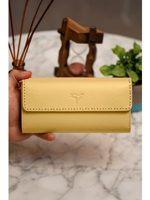 Garbalia Paris Hakiki Deri Saraç Dikişli Telefon Bölmeli Kadın Portföy Cüzdanı