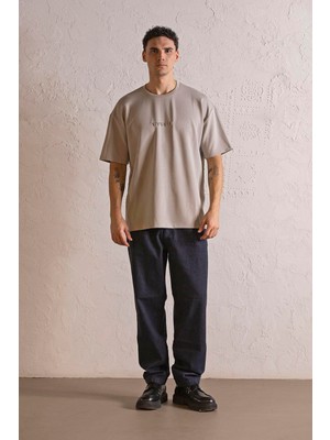 gmg firenze Bisiklet Yaka Invısıble Baskılı Oversize Erkek T-Shirt