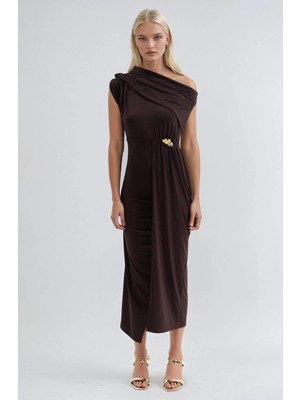 Lijuri Bel Aksesuarlı Drapeli Elbise  2959