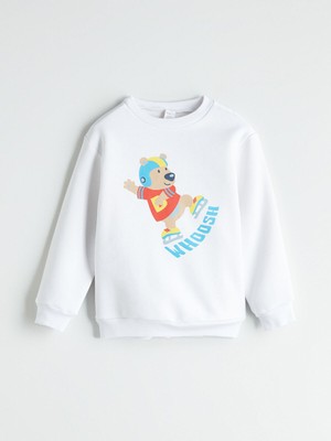 Lc Waikiki Yeni Sezon Bisiklet Yaka Baskılı Erkek Çocuk Sweatshirt