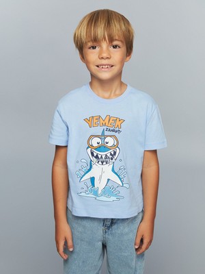 Lc Waikiki Yeni Sezon Bisiklet Yaka Baskılı Erkek Çocuk Tişört