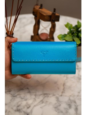 Garbalia Paris Hakiki Deri Saraç Dikişli Telefon Bölmeli Kadın Portföy Cüzdanı