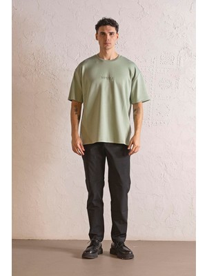 gmg firenze Bisiklet Yaka Invısıble Baskılı Oversize Erkek T-Shirt