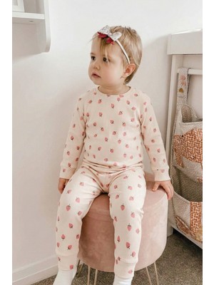 Cigit Desenli Fitilli Pijama Takım 1-6 Yaş Ekru