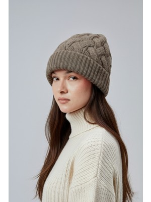 Derikem Şık Kadın Saç Örgü Astarlı Triko Bere