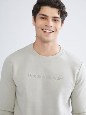 Lc Waikiki Yeni Sezon Bisiklet Yaka Baskılı Erkek Sweatshirt